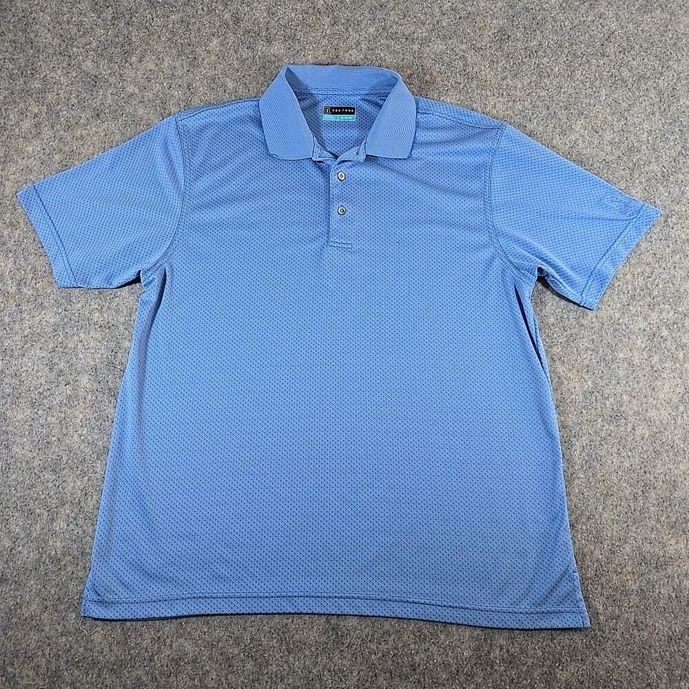PGA Golf Tour Golf Polo Shirt Men's XL Sky Blue Logo on Sleeve Sport *Small Flaw